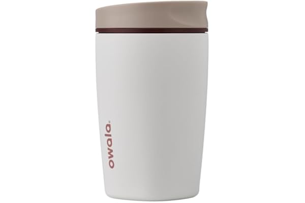 Owala SmoothSip Slider Insulated Stainless Steel Coffee Tumbler, Reusable Iced Coffee Cup, Hot Coffee Travel Mug, BPA Free 12