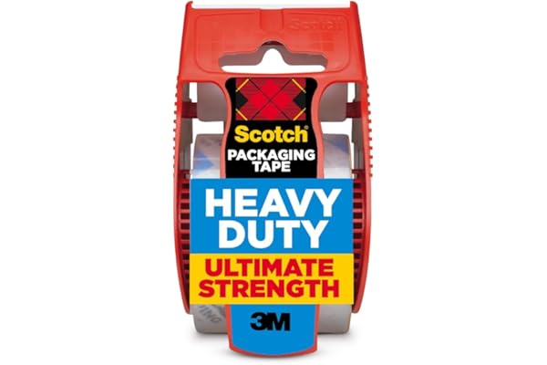 Scotch Heavy Duty Shipping Packing Tape, Clear, Shipping and Packaging Supplies, 1.88 in. x 27.7 yd., 1 Tape Roll with Dispen