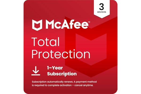 McAfee Total Protection 3-Device | AntiVirus Software 2026 for Windows PC & Mac, AI Scam Detection, VPN, Password Manager, Id