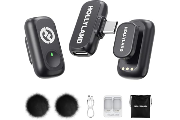 Hollyland Lark A1 Wireless Microphone for iPhone & Android, 48kHz/24-bit Studio Audio, 3-Level Noise Cancellation, 200m Range
