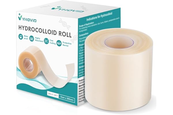 Hydrocolloid Roll for Wound Care, Hydrocolloid Patch Bandages with Self-Adhesive, Bed Sore Bandages, Highly Absorbent & Water