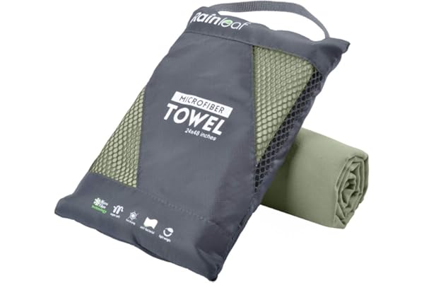 Rainleaf Microfiber Towel Perfect Travel & Gym & Camping Towel. Quick Dry - Super Absorbent - Ultra Compact - Lightweight. Su