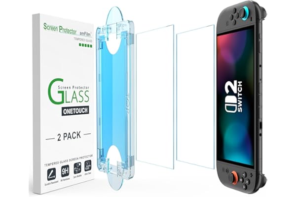 amFilm Auto-Alignment OneTouch for Nintendo Switch 2 Screen Protector [7.9''] 2025 Tempered Glass, Accessories, 30 seconds In