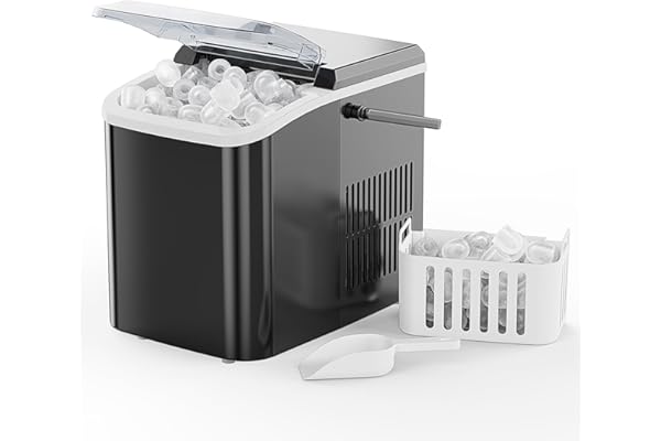 NEWBULIG Ice Makers Countertop with Handle, Portable Ice Machine, 9 Bullet Ice Cubes in 6 Mins, 26lbs in 24Hrs, Auto-Cleaning