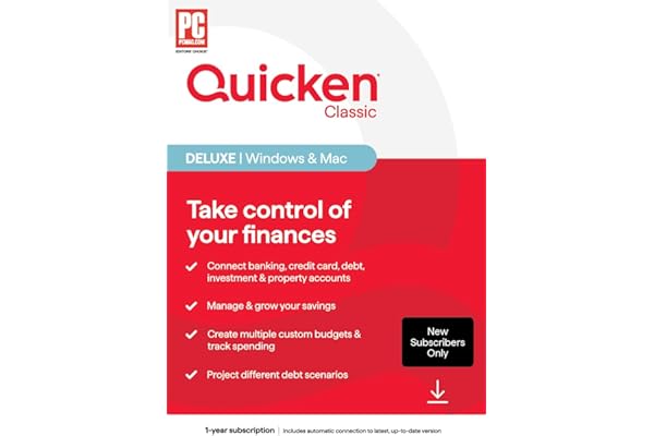 Quicken Classic Deluxe for New Subscribers| 1 Year [PC/Mac Online Code]
