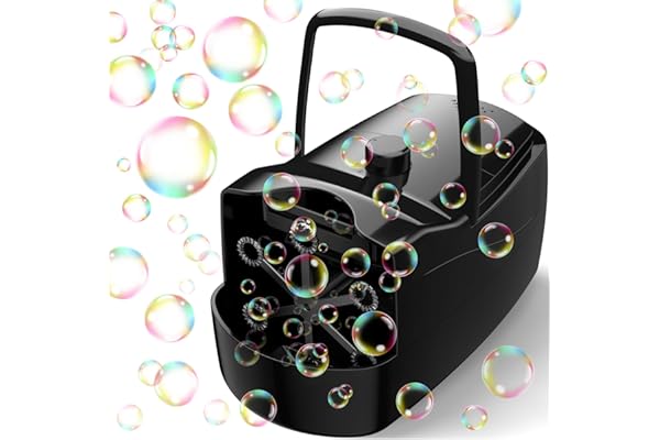 Bubble Machine, Automatic 18000+ Per Minute Big Bubbles Blower Maker for Kids Toddlers with 2 Speeds,6 Wands,Operated by Plug
