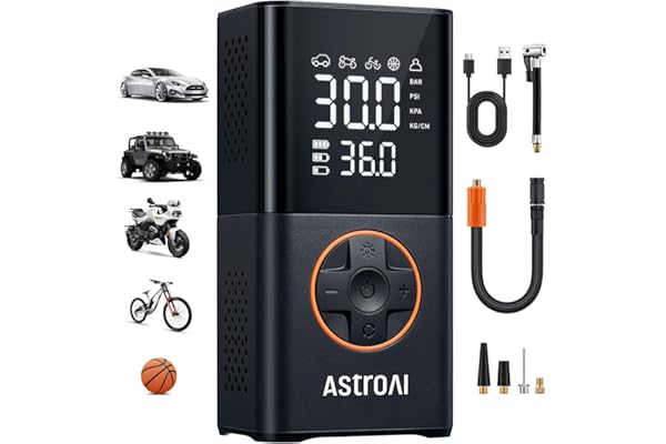 AstroAI L7 Tire Inflator Portable Air Compressor,150 PSI Cordless Mini Air Bike Auto Shut-Off Pump with Digital Display Press