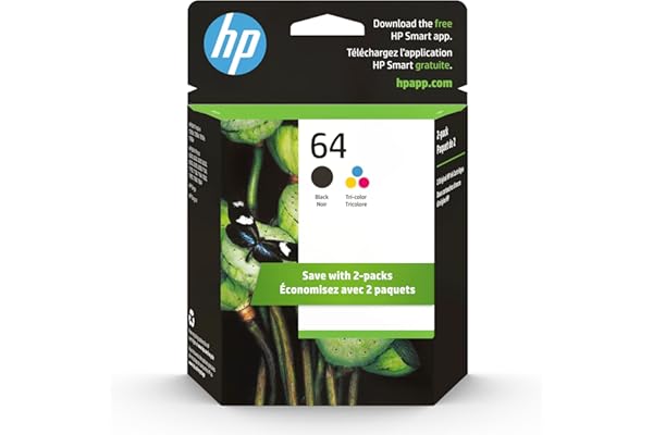 HP 64 Black & Tri-Color Ink Cartridges Printers (Combo Pack) | Works with Printer Series: Inspire 7950e; Envy Photo 6200, 710