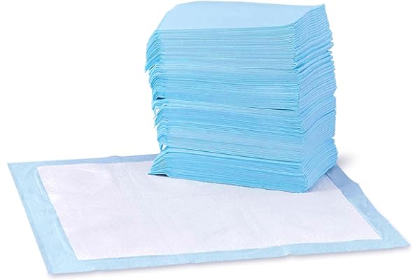 Amazon Basics Leak-Proof Dog and Puppy Potty Training Pee Pads with Quick-Dry 5-Layer Super Absorbent Design, Regular Size 22