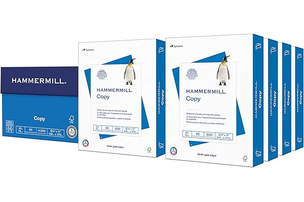 Hammermill Printer Paper, 20 lb Copy, 8.5 x 11-8 Ream (4,000 Sheets) - 92 Bright, Made in the USA