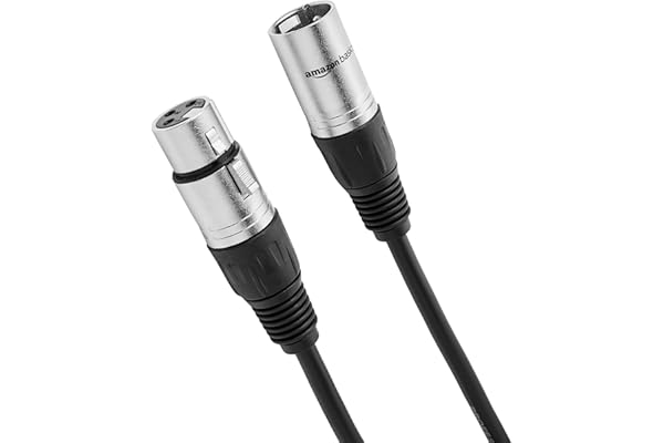 Amazon Basics XLR Male to Female Microphone Cable for Speaker or PA System, Recording Studio, All Copper Conductors, Low Nois
