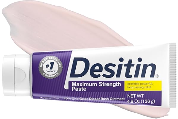 Desitin Maximum Strength Paste, 40% Zinc Oxide Paste, Diaper Rash Healing Ointment for Immediate Relief, Dermatologist Pediat