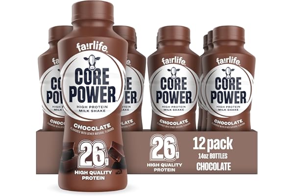 Core Power Protein Shake, Chocolate, 26g Bottle, 14oz, 12 Pack