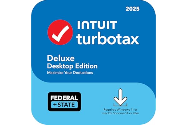TurboTax Deluxe Desktop Edition 2025, Federal & State Tax Return [Win11/Mac14 Download]