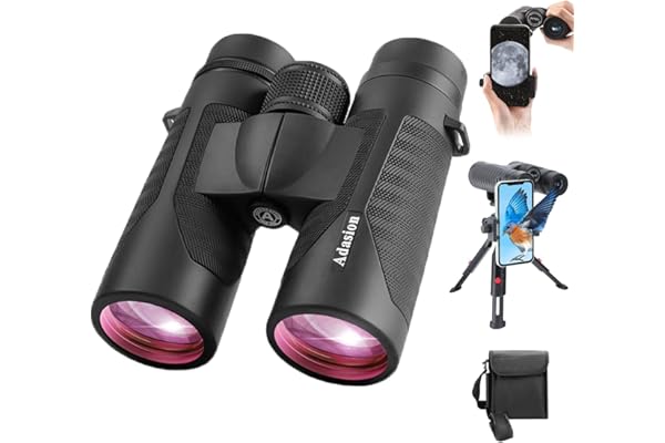 12x42 HD Binoculars for Adults High Powered with Phone Adapter and Tripod, Super Bright BAK4 Prism Waterproof Binoculars for 