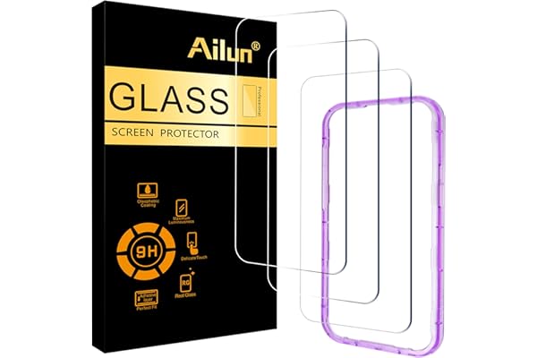 Ailun 3 Pack Screen Protector for iPhone 17 Pro Max [6.9 inch] with Installation Frame, Tempered Glass, Sensor Protection, Dy