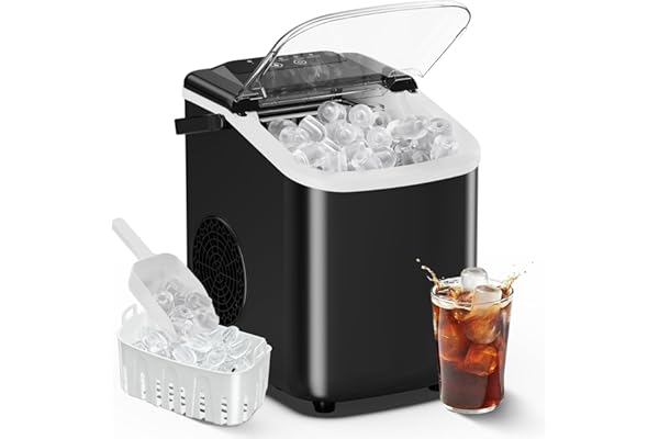 OLIXIS Countertop Ice Maker with Self-Cleaning, Portable Ice Maker Machine with Ice Scoop, 26Lbs/24H, 9 Cubes in 6 Mins, 2 Si
