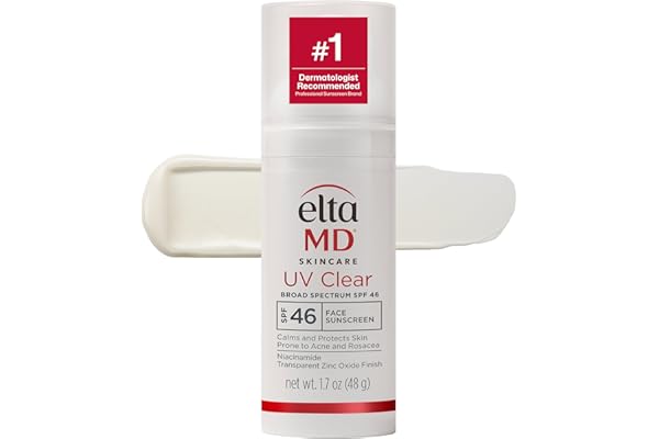 EltaMD UV Clear Face Sunscreen SPF, Oil-Free Sunscreen with Zinc Oxide, Dermatologist Recommended