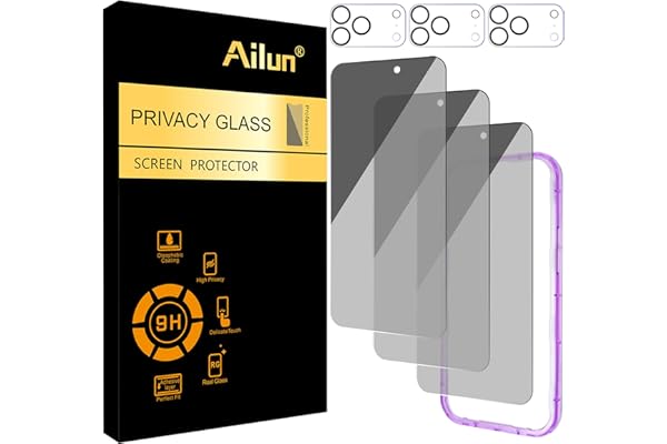 Ailun 3 Pack for iPhone 17 Pro Max Privacy Screen Protector [6.9 inch]+ 3 Pack Camera Lens Protector with Installation Frame,