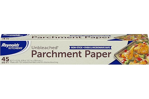 Reynolds Kitchens Unbleached Parchment Paper Roll, Non Stick Parchment Paper for Cooking and Baking, Oven Safe up to 425 Degr