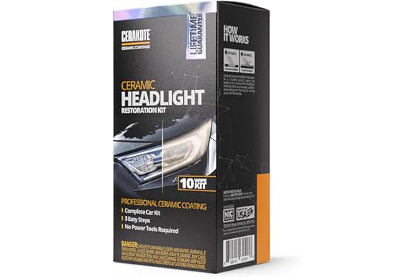 CERAKOTE® Ceramic Headlight Restoration Kit – Guaranteed To Last As Long As You Own Your Vehicle – Brings Headlights Back to 
