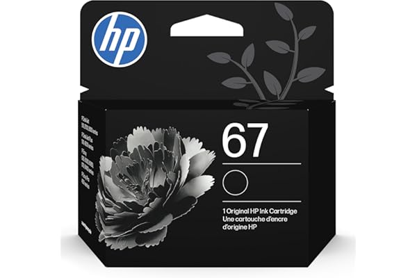 HP 67 Black Ink Cartridge | Works with DeskJet 1255, 2700, 4100 and Envy 6000, 6400 Series, Eligible for Instant Ink, 3YM56AN