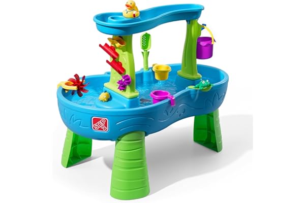 Step2 Rain Showers Splash Pond Water Table, Kids Water and Sand Activity Sensory Playset, Summer Outdoor Toys, 13 Piece Water
