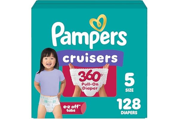 Pampers Diapers - Cruisers 360 - Size 5, 128 Count, Babyproof up to 100% Leakproof Pull-On Diaper