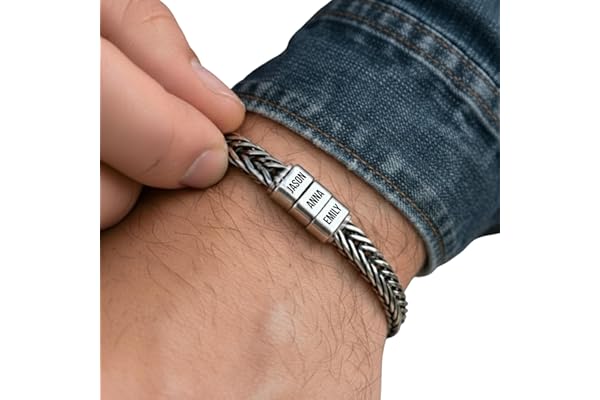 Personalized Stainless Steel Bracelet for Men - Custom Gold, Silver, Black Bracelets, Father Day Gifts for Husband, Dad, Boyf