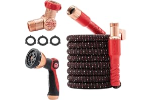 Pocket Hose Ballistic 50 FT Expandable Garden Hose w/Pocket Pivot Swivel Connector, Anti-Burst Sleeve Reinforced with Bulletp