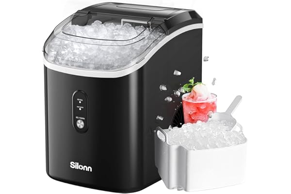 Nugget Ice Maker Countertop, Silonn Chewable Pellet Ice Machine with Self-Cleanin Function, 36lbs/24H Portable Ice Makers for