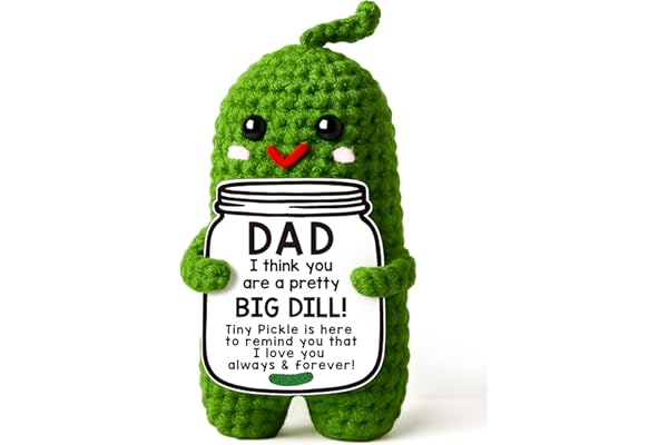 MAMAGIFTREE Fathers Day Dad Birthday Gifts from Daughter or Son,Handmade Crochet Pickle -I Love Best Daddy Ever Gift Thank Yo