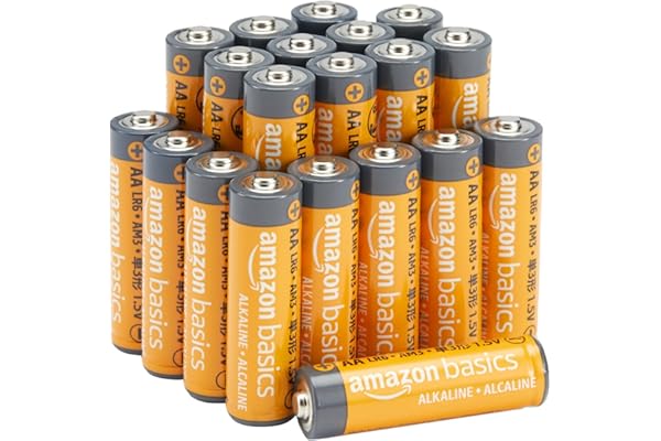 Amazon Basics 20-Pack AA Alkaline Batteries, 1.5 Volt, 10-Year Leak-Free Shelf Life, for Everyday and Household Devices