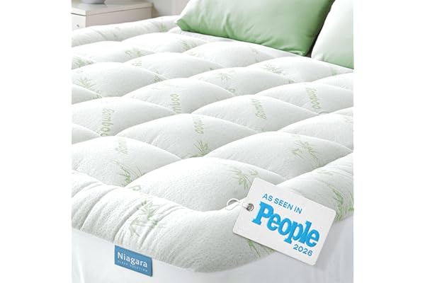 Niagara Sleep Solution Ultra Soft Queen Size Mattress Topper - Rayon Derived from Bamboo Pillow Top Mattress Pad for Back Pai