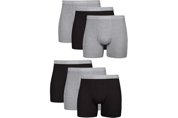 Hanes mens Underwear Boxer Briefs Pack, Cool & Breathable Cotton Moisture-wicking Underwear for Men, No Ride Up