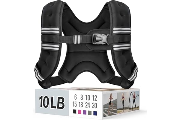 Zeerun Weighted Vest, 6lb/8lb/10lb/12lb/15lb/18lb/20lb/24lb/30lb for Men Women, Reflective Stripe Adjustable Buckle, Comforta