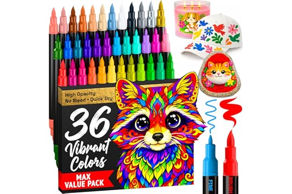 ARTISTRO 36 Acrylic Paint Markers - Paint Pens for Drawing - For Fabric, Rock, Glass, Wood, Molds - Arts & Crafts Gift for Ad