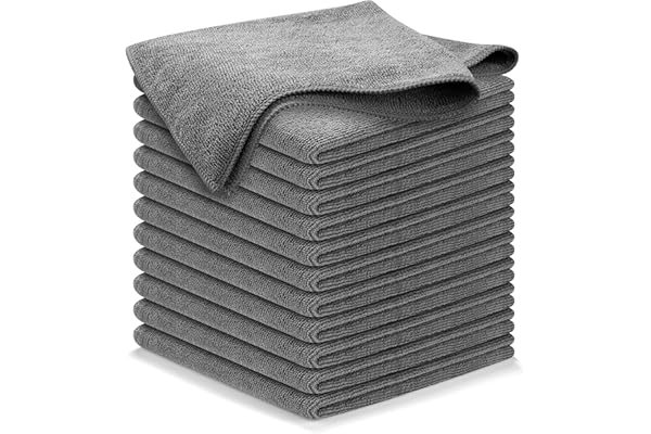 USANOOKS Microfiber Cleaning Cloth Grey - 12 Pcs (12.5"x12.5") - High Performance - 1200 Washes, Ultra Absorbent Microfiber T