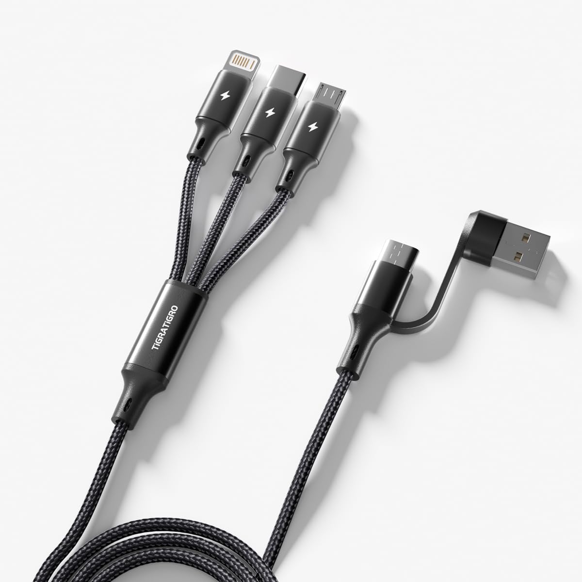 igratigro Multi Cavo di Ricarica, 4 in 1 Multiplo Cavo USB 1.8M, Nylon Intrecciato Cavetto USB A/C a Light-ning/Tipo C/Micro per iPhone/Galaxy/Android/Tablet