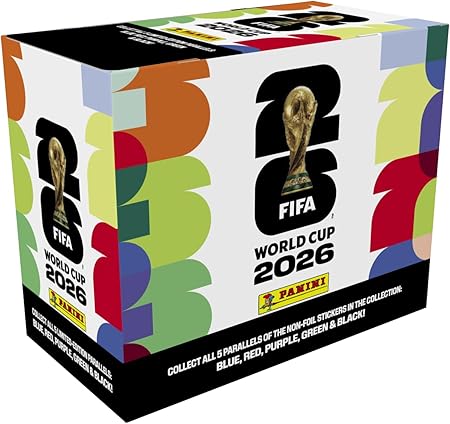 2026 Panini FIFA World Cup Sticker Box – 25 Sticker Packs – Includes Amazon Parallel Inserts – Official Tournament Collection
