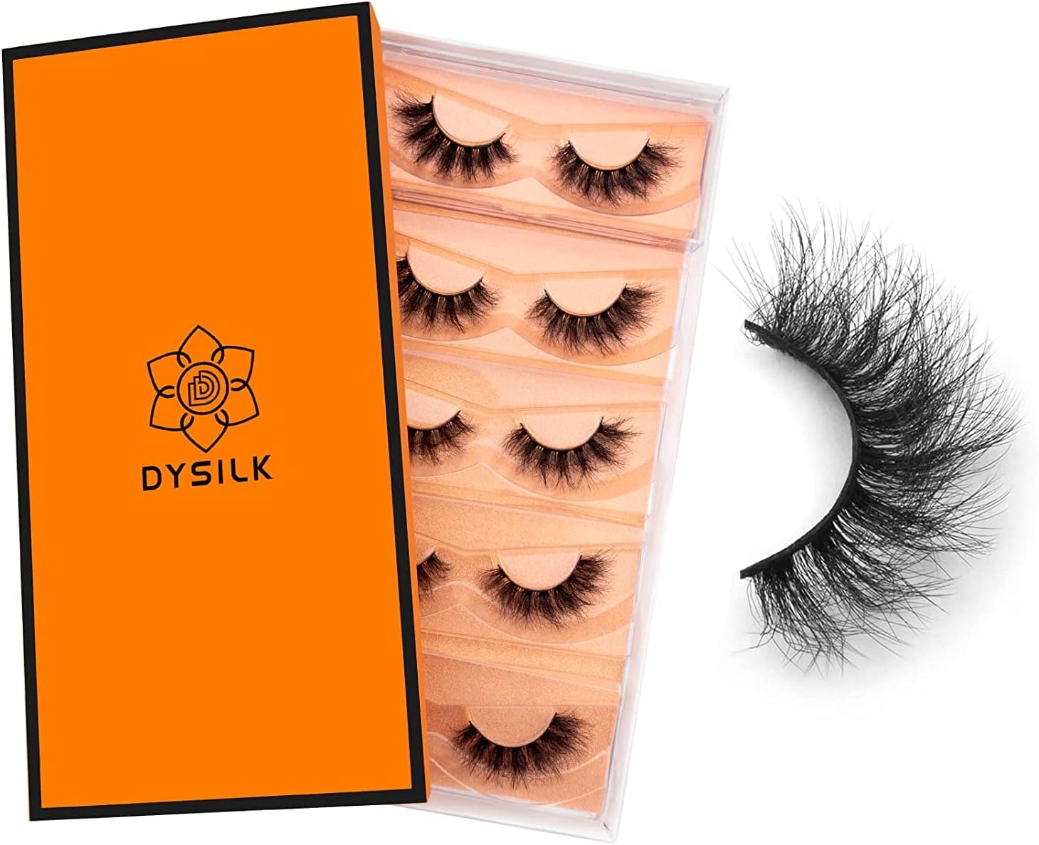 DYSILK Ciglia Finte Naturali 5 Paia 6D Extension Ciglia Lashes Occhio Di Gatto Ciglia Sottili Fake Eyelashes Fatte a Mano al Ciglia Corte Riutilizzabili False Lashes|16mm
