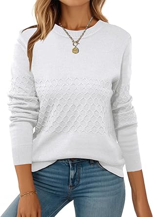 Zeagoo Womens Sweaters Long Sleeve Tops Crew Neck Knit Pullover Sweaters Fall Fashion 2026 Dressy Casual Basic Clothes