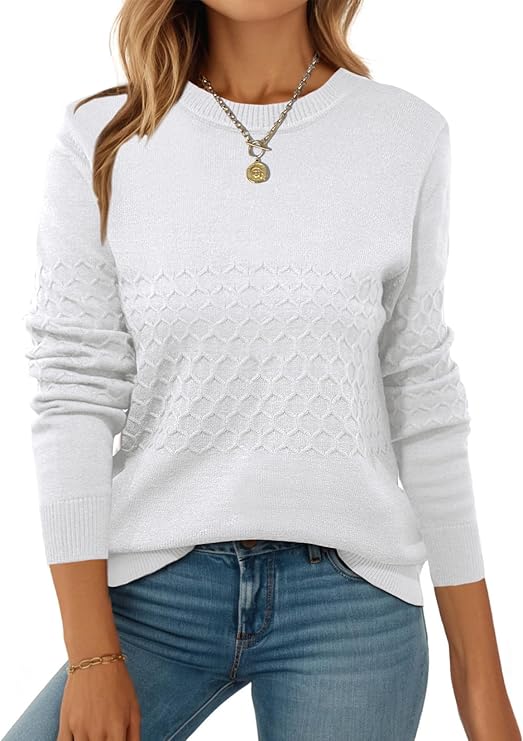 Zeagoo Womens Sweaters Long Sleeve Tops Crew Neck Knit Pullover Sweaters Fall Fashion 2025 Dressy Casual Basic Clothes