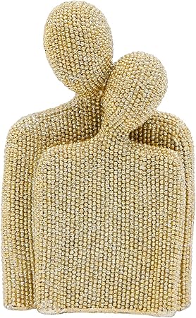 Hugging Couple Statue, Sparkling Golden Romantic Resin Lovers Figurine, Modern Abstract Art Sculptures for Home Living Room Bedroom Office Bookshelf Decor, Luxury Wedding & Valentine's Day Gift